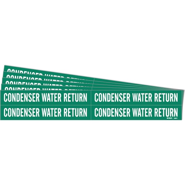 CONDENSER WATER RETURN Pipe Marker Style 4 Polyester WT on GN 4 per Card, 5 PK